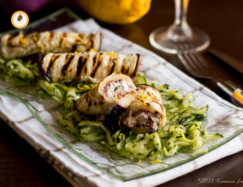 Involtini di melanzane grigliate con bresaola e robiola