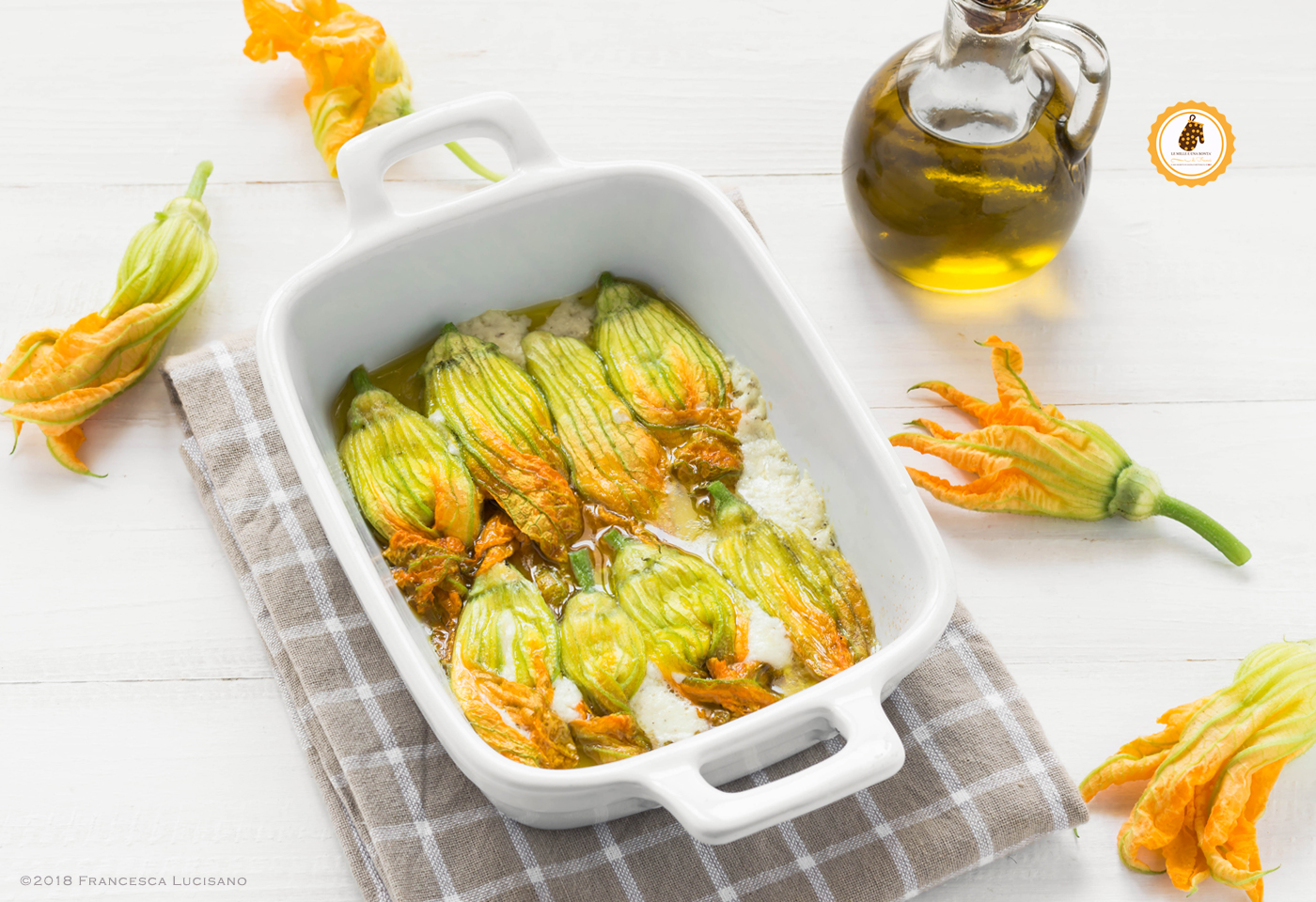 fiori di zucca ripieni al forno