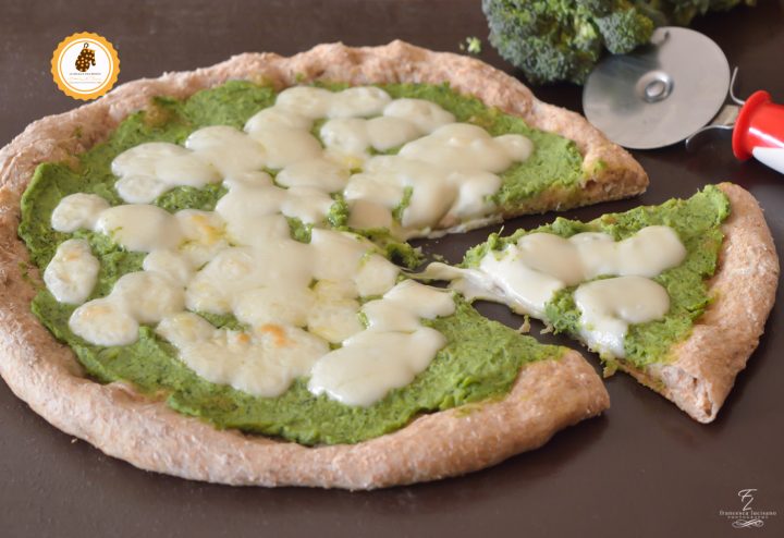 pizza integrale con crema di broccoli