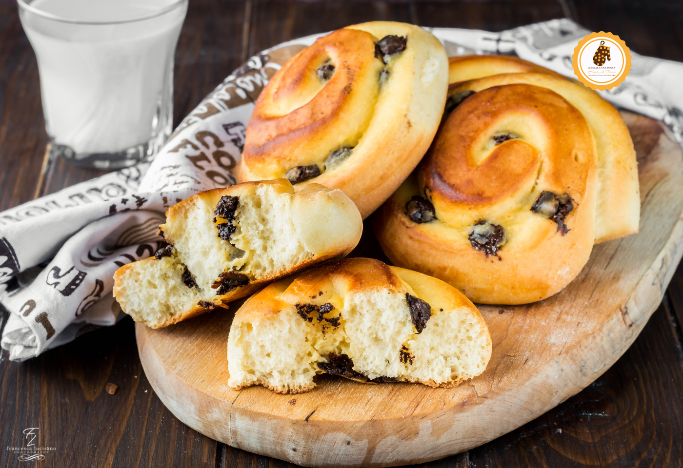 girelle brioches con crema e cioccolato