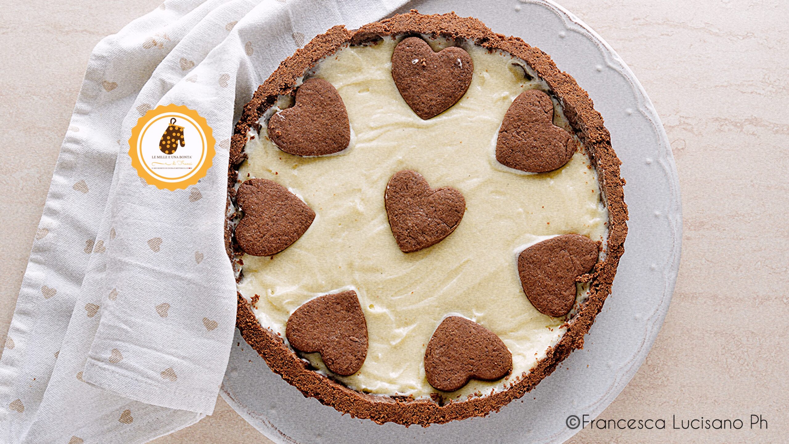 crostata al cacao con crema al cioccolato bianco