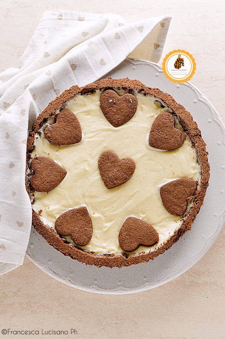 crostata al cacao con crema al cioccolato bianco